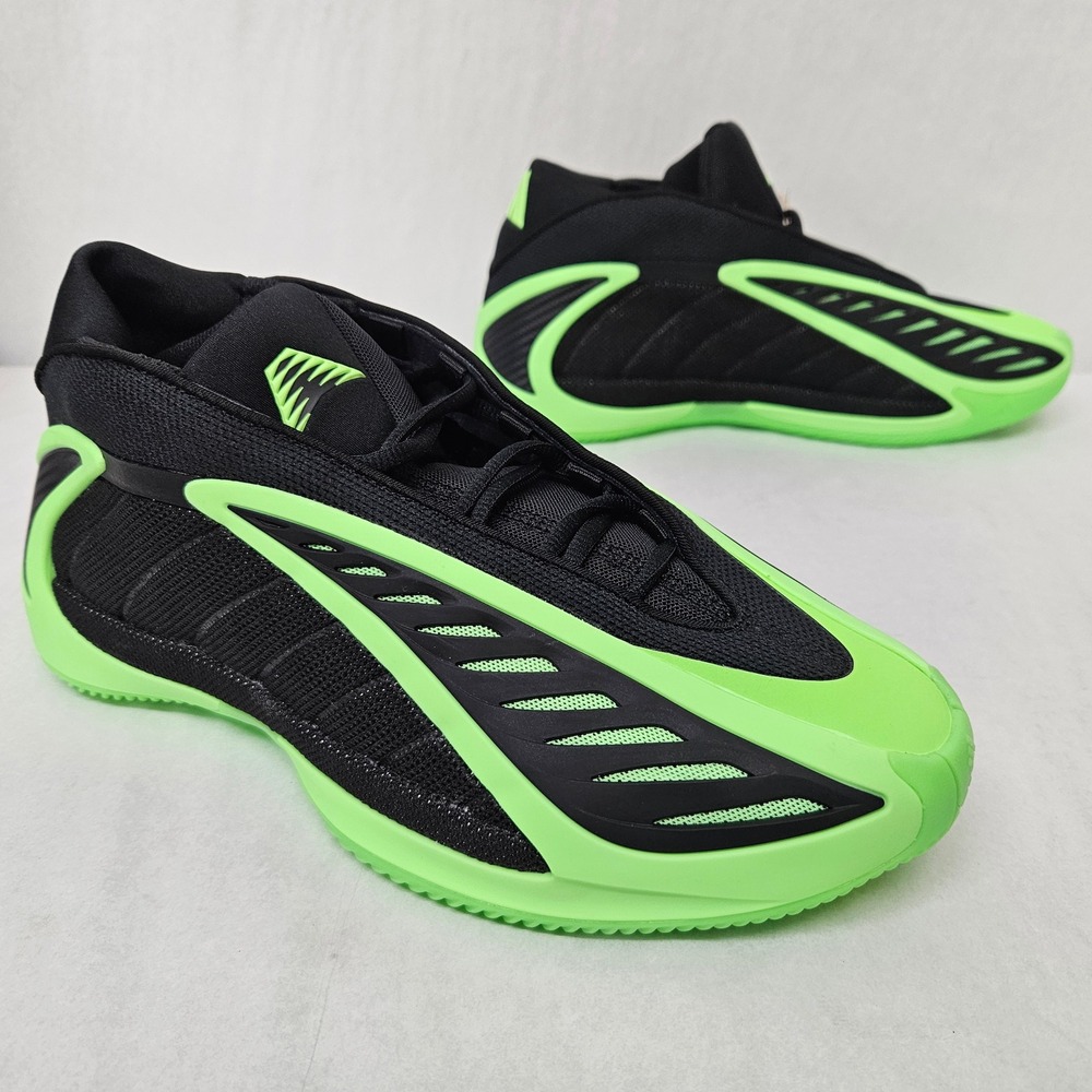 Adidas Anthony Edwards 2 Basketball Shoes JR1572 Black Lime Green Men Size 8.5